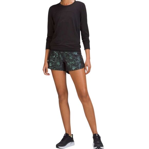 Lululemon Speed Up Mid-Rise Lined Short 4" Logo Flourish Black Iridescent Foil - Picture 3 of 9
